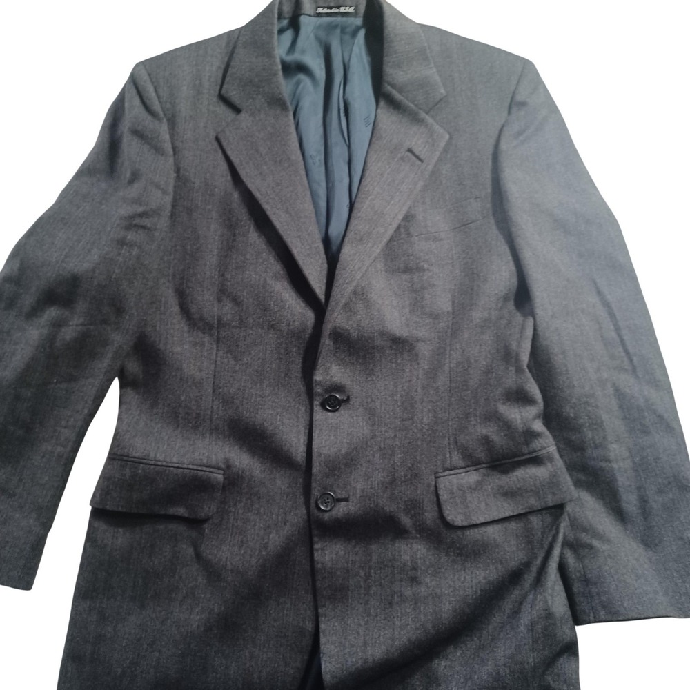 DAKS Blazer Mens 44 Gray Wool Two Button Suit Jacket Made In USA Classic Fit